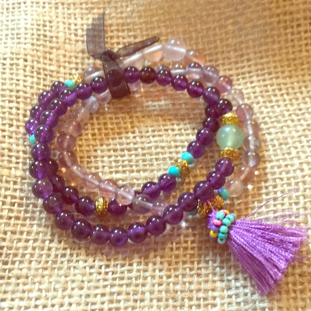 Handmade Amethyst, Fluorite & Turquoise Bracelets